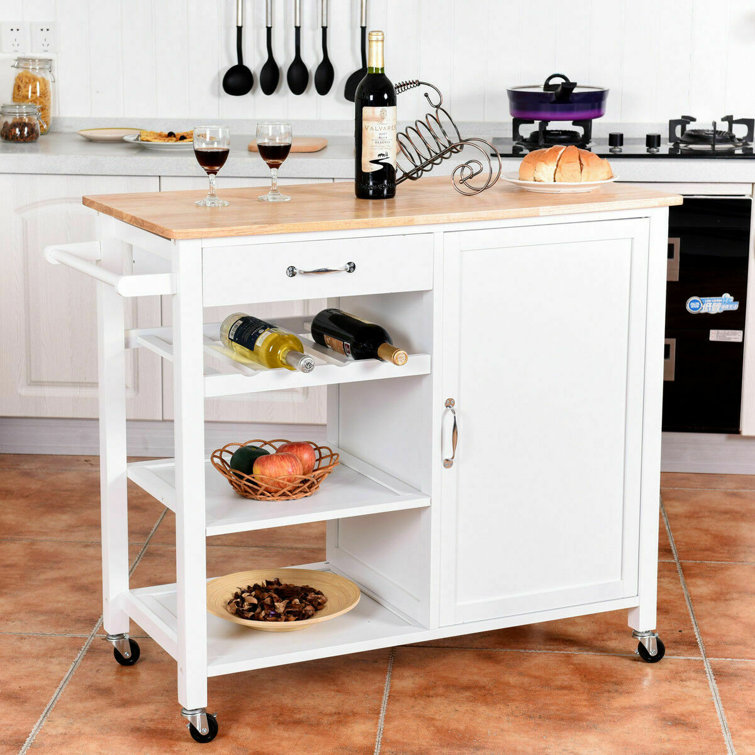 August Grove® Gresham 39.5'' Wide Rolling Kitchen Cart with Solid Wood Top & Reviews Wayfair